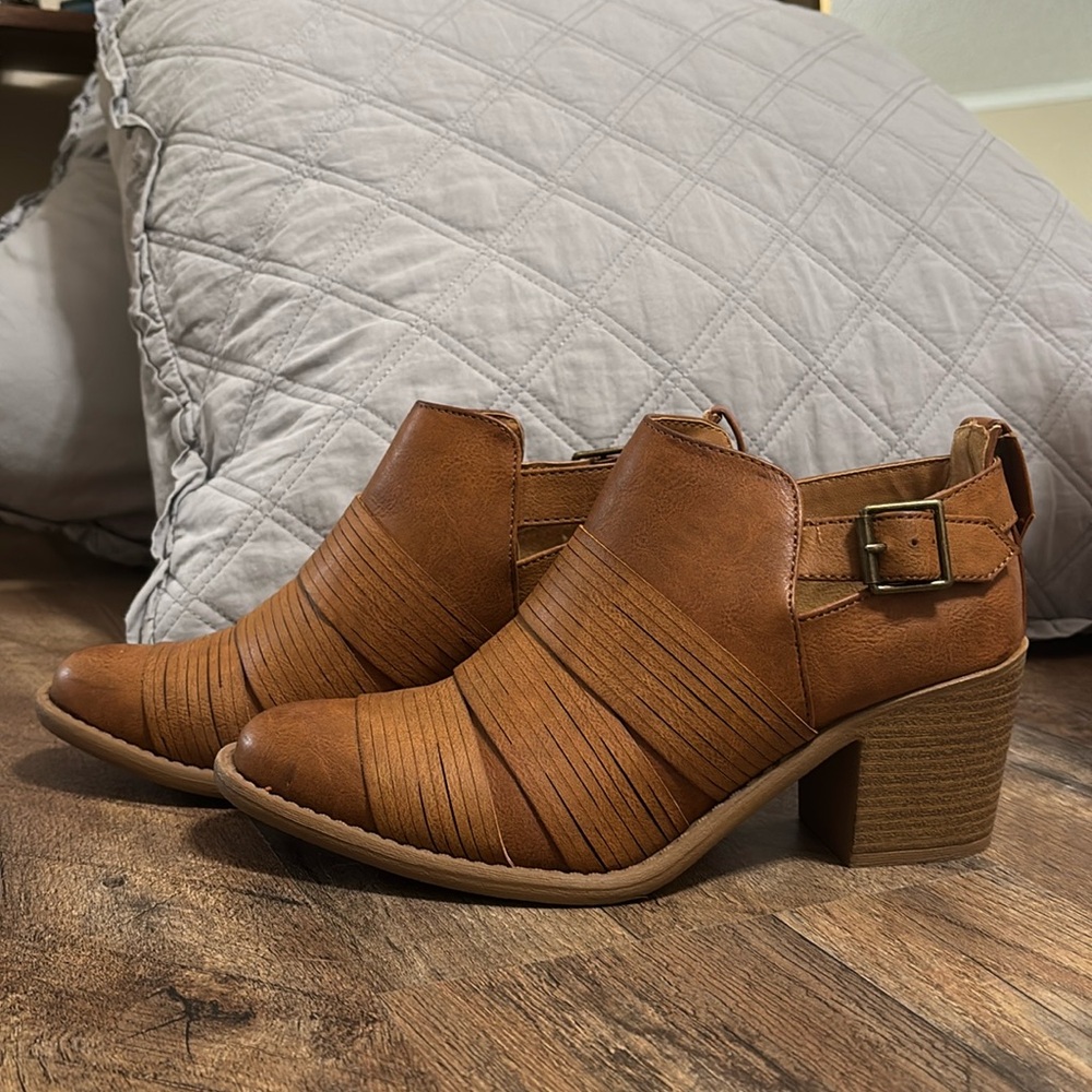 Distressed Leather Ankle Booties